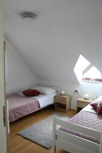 史洛林內克的住宿－Apartment Filomena，一间卧室设有两张床和窗户。