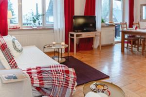 Televízia a/alebo spoločenská miestnosť v ubytovaní Apartament Karpielówka View Od-nowa