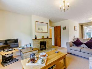 a living room with a couch and a fireplace at 2 bed in Moreton in Marsh 83379 in Blockley