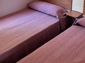 two beds sitting next to each other in a room at Bungalows Zaragoza Camping in Zaragoza
