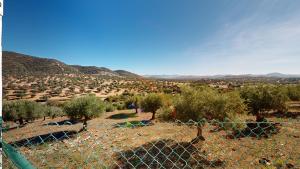Blick auf eine Wüste mit einem Zaun und Bäumen in der Unterkunft CASA RURAL CON VISTAS ESPECTACULARES in Doña Rama