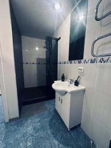 A bathroom at Engure apartment "Big one"