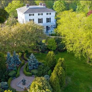 an aerial view of a house with a garden at The Hamilton Hoppin House in Middletown