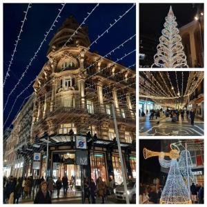 een collage van foto's van een gebouw met een kerstboom bij Loft tanzi in Bari