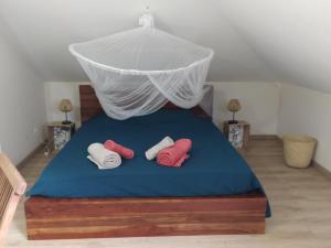 Postel nebo postele na pokoji v ubytování Les oliviers sous le cocotier chambre d'hôtes + 15 fotografií