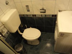 a small bathroom with a toilet and a sink at Apartments Lička 25 in Split