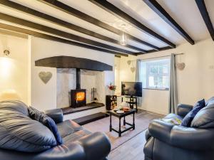 a living room with a couch and a fireplace at 2 Bed in Betws-y-Coed 78601 in Llanddoget
