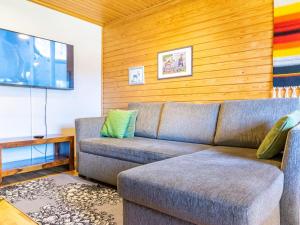 - un salon avec un canapé et une télévision dans l'établissement Holiday Home Soidinaukia a 3 by Interhome, à Saariselka