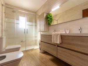un bagno con wc, lavandino e doccia di Holiday Home Ernestina by Interhome a Riumar