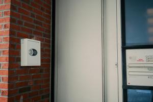 a door to a building with a brick wall at Ostertor 2 in Sarstedt