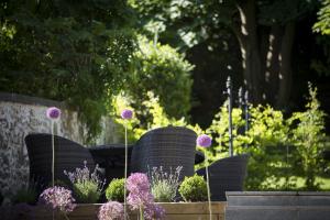 a group of chairs and flowers in a garden at 24 Royal Terrace in Edinburgh