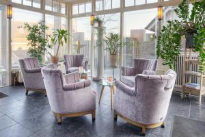 - un groupe de chaises dans une pièce ornée de plantes dans l'établissement Mare Sanat, à Wijk aan Zee