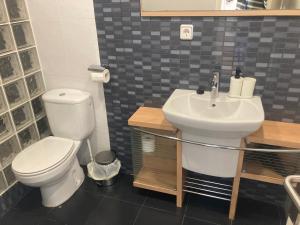 a bathroom with a toilet and a sink at Apartamento Edificio Lirios Politur in Platja  d'Aro