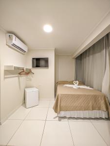 馬拉戈日的住宿－Pousada do Alemão，一间卧室配有一张床和一台电视。