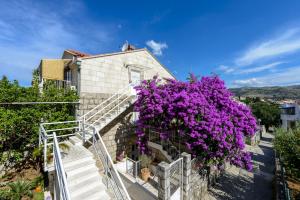 a house with purple flowers on the side of it at Villa Tolja in Dubrovnik
