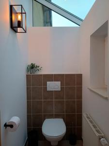 een badkamer met een toilet en een raam bij Maison des Fées d'Achouffe in Houffalize