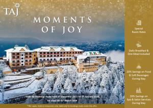 a brochure of a hotel on a snow covered mountain at Taj Deccan in Hyderabad