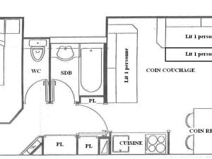 De plattegrond van Appartement Plagne Soleil, 2 pièces, 5 personnes - FR-1-455-7