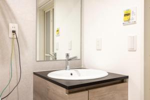 a bathroom with a sink and a mirror at Retaw Hills WASEDA in Tokyo