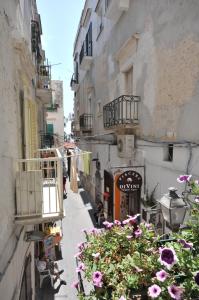 an alley with flowers on the side of a building at Relais Parallelo 41 in Vieste
