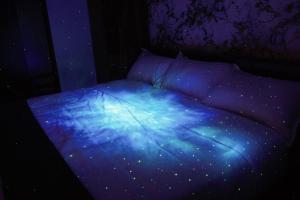 Un edredón azul en una cama en una habitación en Cozy 3 BHK PoolVilla near Nagerhole National park., en Wayanad 40 fotos más