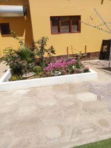 ein Haus mit einem Blumengarten davor in der Unterkunft Scholtz Self-catering Accommodation in Lüderitz
