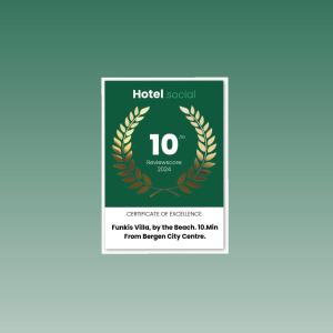 Certifikát, hodnocení, plakát nebo jiný dokument vystavený v ubytování "Villa Bergen" 2min from beach & 10min from city centre