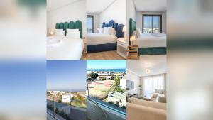 un collage de quatre photos d'une chambre d'hôtel dans l'établissement ANFA LIVING - LES TERRASSES D'ANFA # Front Sea VIEW 180 - 2 or 3 bedrooms, à Casablanca