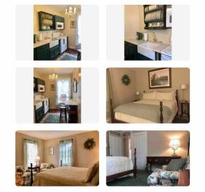 uma série de quatro fotografias de um quarto de hotel em Elegant 2BR Apt w 2 Bathrooms in Historic Hamlet by Berkshires & Hudson Valley, Walk to Restaurants em Hillsdale