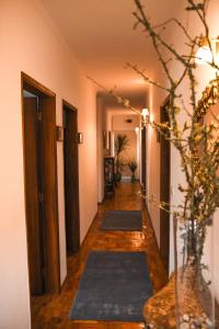 a hallway with a row of rugs on the floor at Casa Raposo in Miranda do Corvo