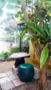 een bank onder een boom naast een boom bij สวนผึ้ง2 รีสอร์ท - Suan Phueng 2 Resort in Bang Sare