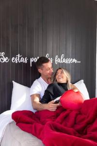 Postel nebo postele na pokoji v ubytování Chalé Container do Beijo