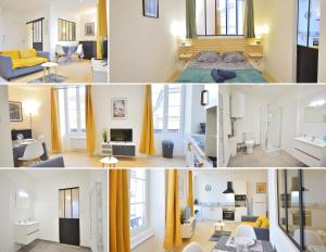 un collage de fotos de una sala de estar en Le Wlérick 5- Hyper centre - Au calme -Wifi, en Mont-de-Marsan