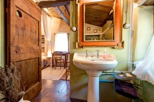 een badkamer met een wastafel en een spiegel bij Il Mulino in Ortignano Raggiolo