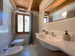 a bathroom with a sink and a toilet at Affittimoderni Ponte di Legno Ski - PDL23 in Ponte di Legno