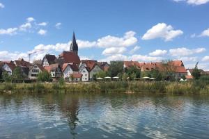 a view of a town from the river at Sonnige Wohnung mit Balkon in Eppingen