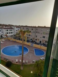 a view of a swimming pool from a window at amarilla terrace in Arona