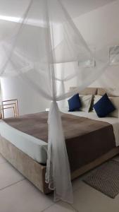 1 dormitorio con 1 cama con mosquitera en OceanDream Beach House Apartment en Sal Rei