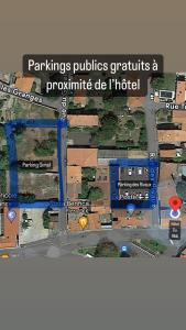 un mapa de una ciudad con una calle en Hotel Le Midi Clermont-Cournon en Cournon-dʼAuvergne