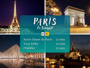 un collage de París y la torre Eiffel en Le Parisien Choisy, 15 min de Paris en RER C, Proximité Orly, en Choisy-le-Roi