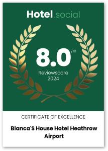 a logo for a hotel with a laurel wreath at Bianca's House Hotel Heathrow Airport in Hillingdon