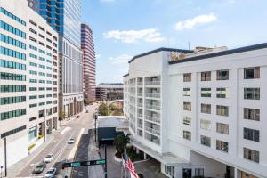 an aerial view of a city street with tall buildings at Hotel Tampa Riverwalk in Tampa