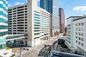 an aerial view of a city with tall buildings at Hotel Tampa Riverwalk in Tampa