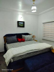 een slaapkamer met een groot bed in een kamer bij UCLAS Gorgeous Apartment in Port Harcourt