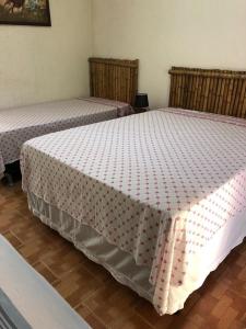 ブエノ・ブランダンにあるChácara Recanto do Berzelaiのベッド2台が隣同士に設置された部屋です。