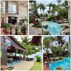 a collage of photos of a resort with a pool at Seaview Deluxe Studio couples room S in Tanjung Bungah