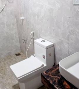 a bathroom with a white toilet and a sink at Amore Apartment, Maldives in Dhangethi