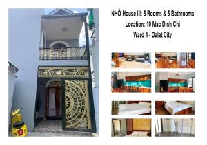 eine Collage mit Fotos mit Tür und Zimmer in der Unterkunft NHỚ House II in Da Lat