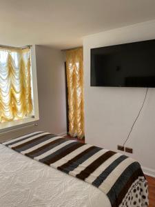 Tempat tidur dalam kamar di Apart suite san Miguel vips