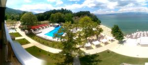 an overhead view of a resort by the water at Park Ej's Lake View Apartment A73 in Ohrid